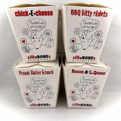 baked and wired Zilla Bonez all-natural dog treats in in different flavors